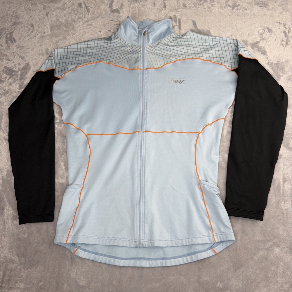 Zoot Sports Women's M Full Zip Cycling Jacket Blue Gray Performance Jersey
